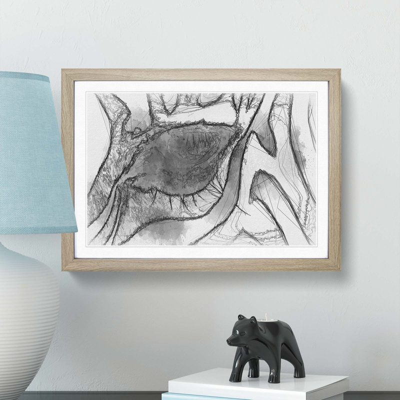 The Eye of a Zebra in Abstract - Picture Frame Graphic Art Print, 36cm H x 48cm W x 2cm D, Oak Framed