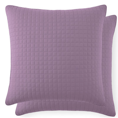 Southshore Fine Linens Vilano Quilted Sham Covers, Double-Brushed Microfiber Square-Stitched Pillow Shams with Piped Edges, Set of 2, 18" x 18" , Lavender