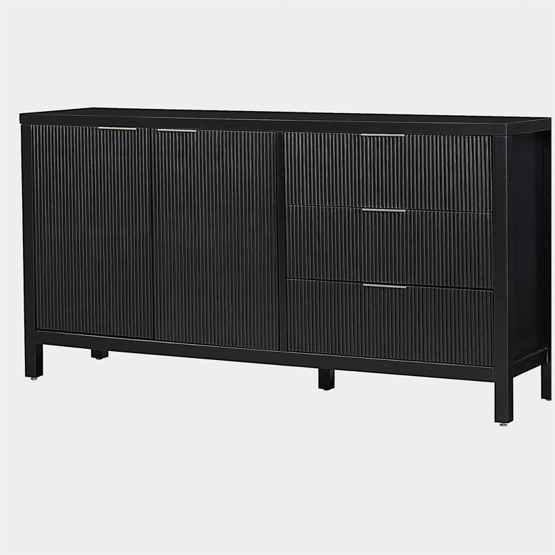 Armoire latérale U_STYLE à motif ondulé minimaliste, avec rangement fonctionnel, adaptée aux entrées, couloirs, salons, vestibules, couloirs