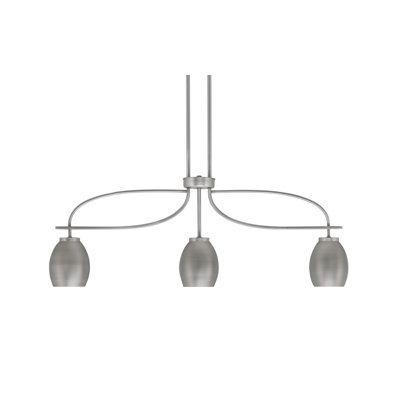 Cavella 3 Light Island Light Shown In Graphite Finish With 5" Graphite Oval Metal Shades