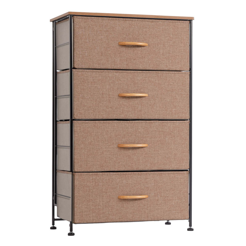Commode de rangement en tissu 4 tiroirs Luman, Chameau