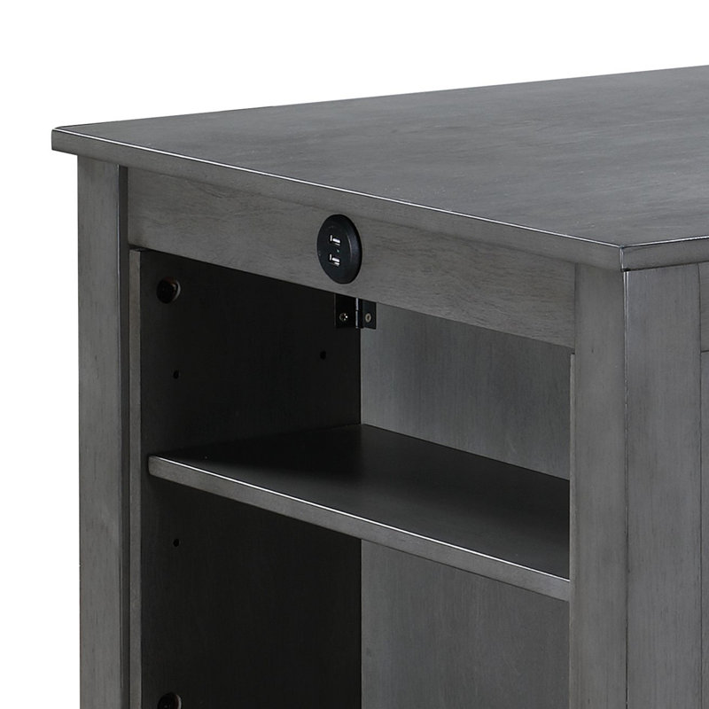 Petite table de salle à manger à hauteur de comptoir de 36 po avec ports USB et tablettes Graham, Gris, Gris