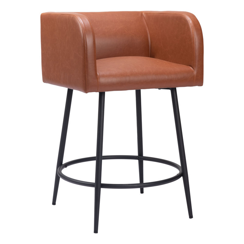 Horbat Upholstered Counter Stool, 27" Seat Height, Brown