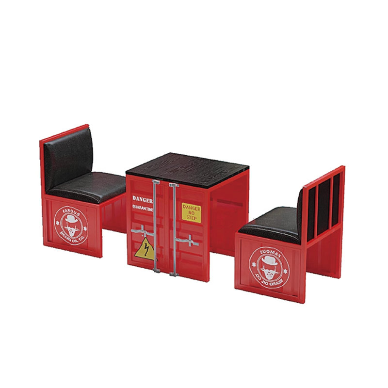 Industrial Style Container Card Table And Chairs 2 - Person Solid Wood Top Trestle Dining Set