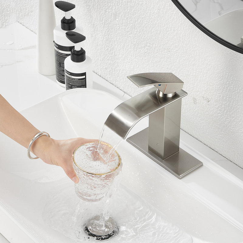 Single-Hole Single-handle Bathroom Faucet with Drain Assembly, Brushed Nickel