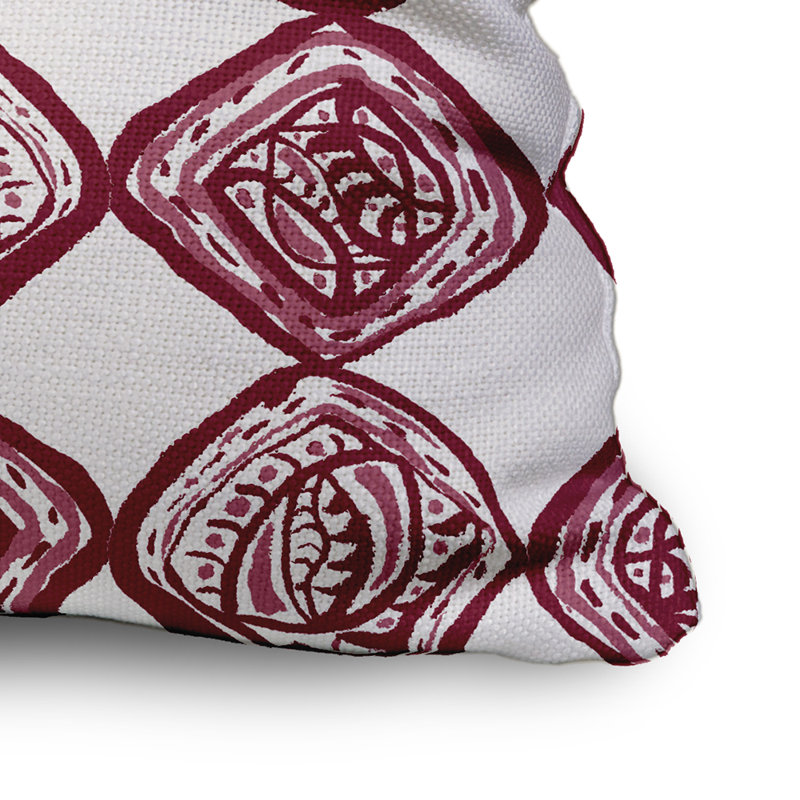 Geometric Reversible Throw Pillow, 20" x 20", Maroon