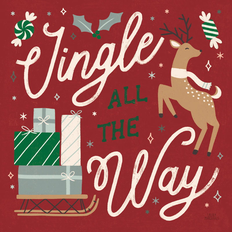 Reindeer Holiday V RG by Laura Marshall - Wrapped Canvas Print, 76cm H x 76cm W