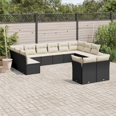 Ensemble de canapé de jardin PE rotin, acier thermolaqué grand
