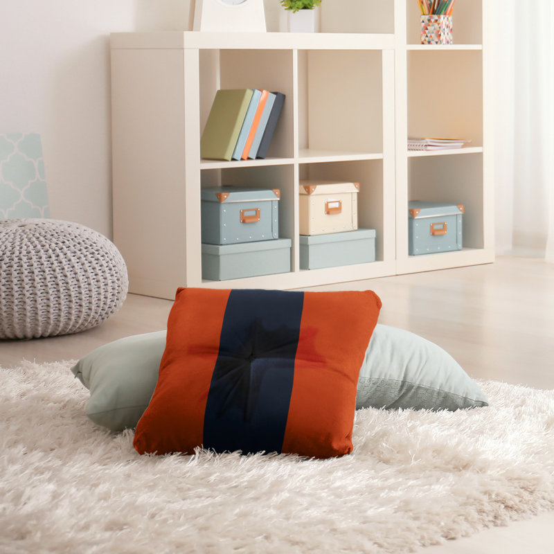  Coussin de sol touffeté, 26 po x 26 po, Orange et bleu marine