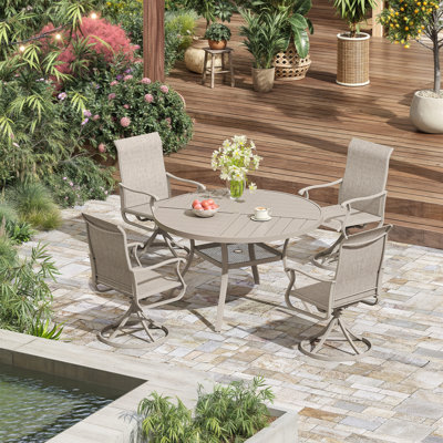 4-Person Outdoor Patio Dining Set With Swivel Chairs