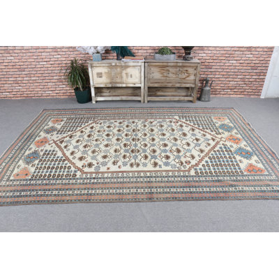 Grand tapis turc Anatolian beige pour la décoration de salle à manger ou de salon de style rétro