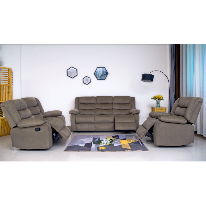 Ensemble de salon inclinable Castlereagh, Mélange de polyester brun