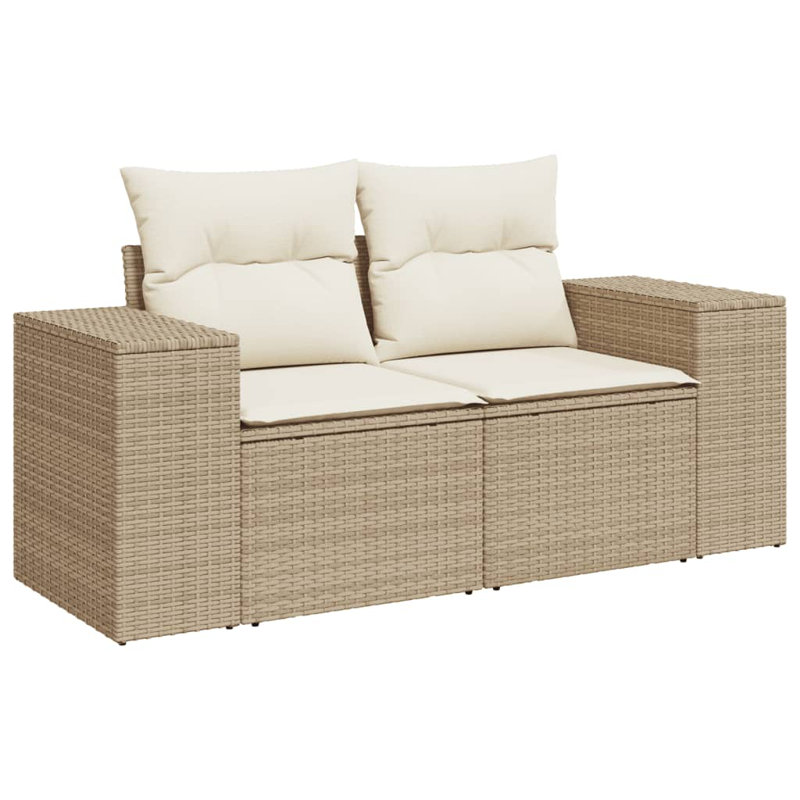 Ensemble de canapé de jardin en rotin PE beige, acier thermolaqué Vidaxl, 100% polyester