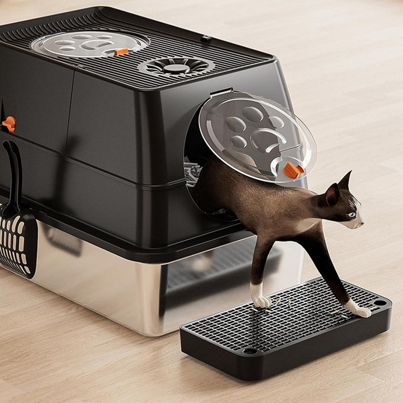 Stainless Steel Litter Box Enclosure, Black