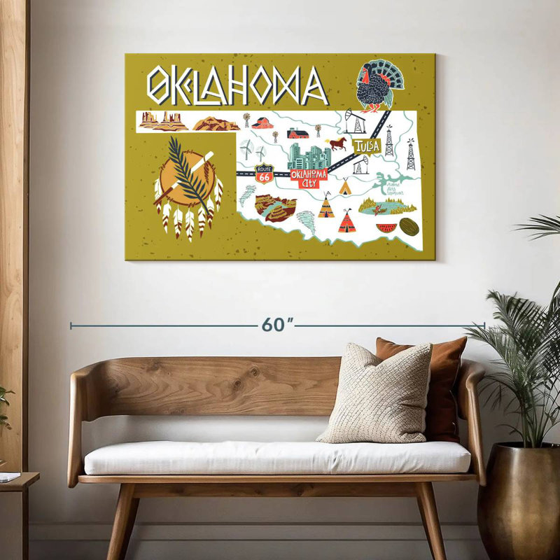 Icônes de carte Aliaz Oklahama, H 30 po x l 45 po