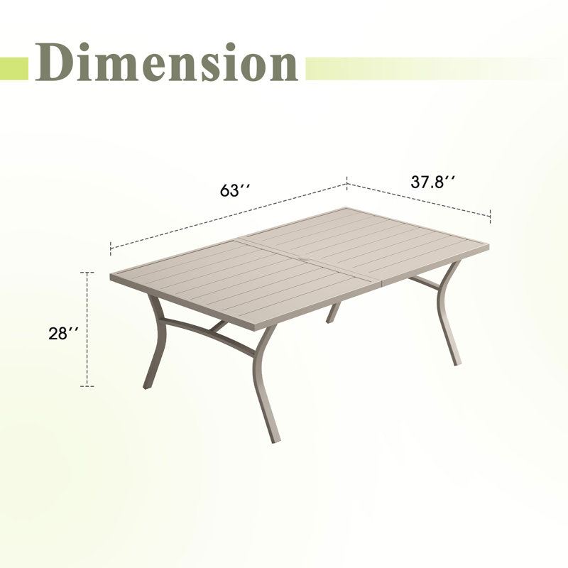 Table de salle à manger rectangulaire extérieure, 160 cm L x 96 cm l, Beige