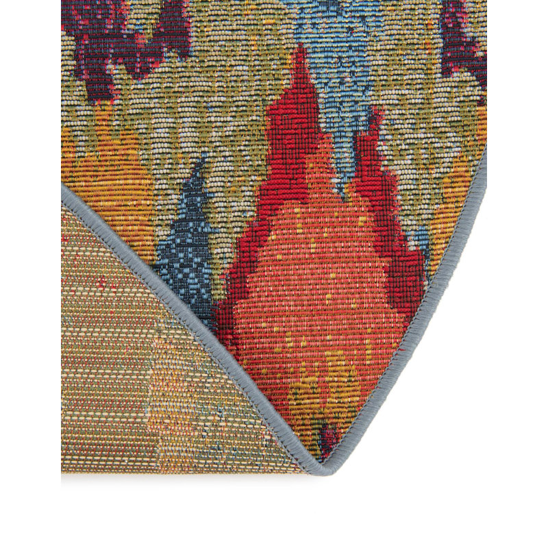 Tapis bleu intérieur / extérieur Newt Ikat, Rectangle 7 pi 1 po x 10 pi
