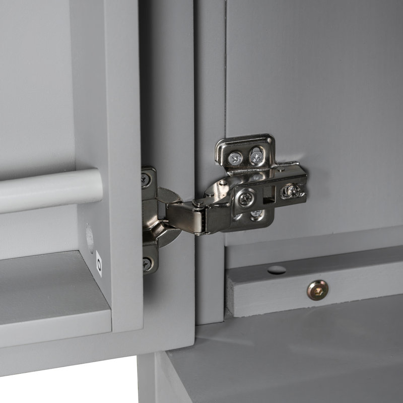 Meuble-lavabo de 24 po, lavabo en céramique, tiroir rabattable, double couche, tablette réglable et charnières à fermeture en douceur pour l'organisation avec évier, fabrication, rangement, portes, poignées en alliage d'aluminium, utilisation quotidienne