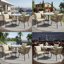 Ensemble repas en rotin de qualité supérieure avec trou pour parasol et coussins-915113339-915113336