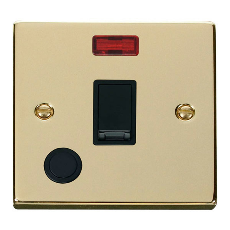 Polished Brass 1 Gang 20A DP Switch With Flex With Neon