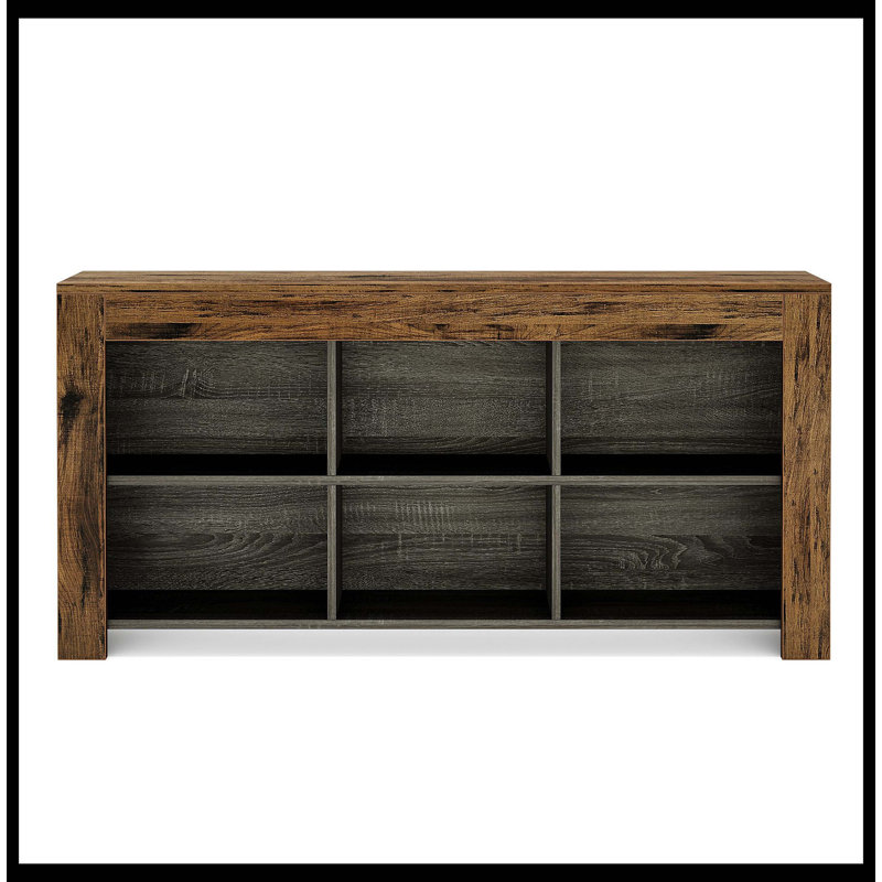 Wood Sofa Table, Rustic Console Table Entryway Table With 6 Storage Cubes