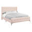 Lit, grand lit, tapissier, velours rose, pieds en métal chromé-833359331-833359333