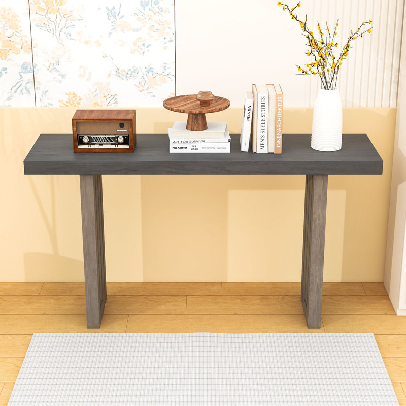 Oak Veneer Console Table, Gray