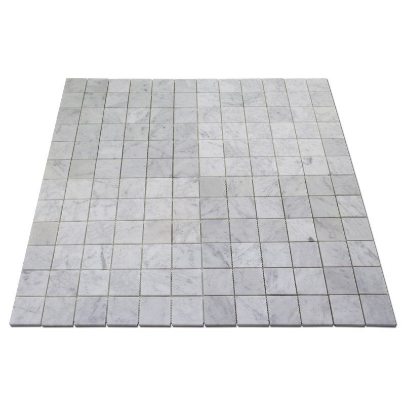 Honed 2" x 2" Marble Grid Mosaic Wall & Floor Tile, Bianco Carrara