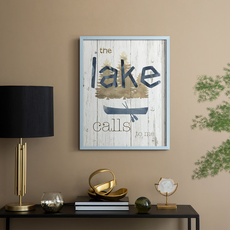 Lake Calls Me, reproduction encadrée - bois massif, Bleu, H 30 po x l 24 po