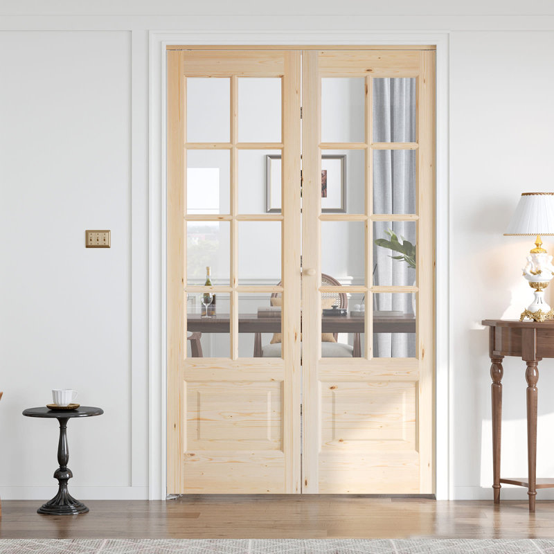 Porte pliante en verre et bois massif 8-Lite avec trousse de quincaillerie d'installation, 48 po x 80 po, 2