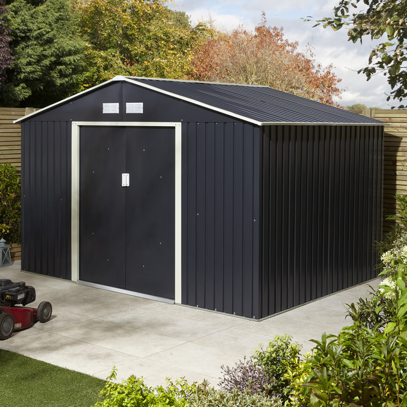 Rowlinson Trentvale Metal Apex Shed, Dark Grey, 205cm H x 321cm  W x 241cm D