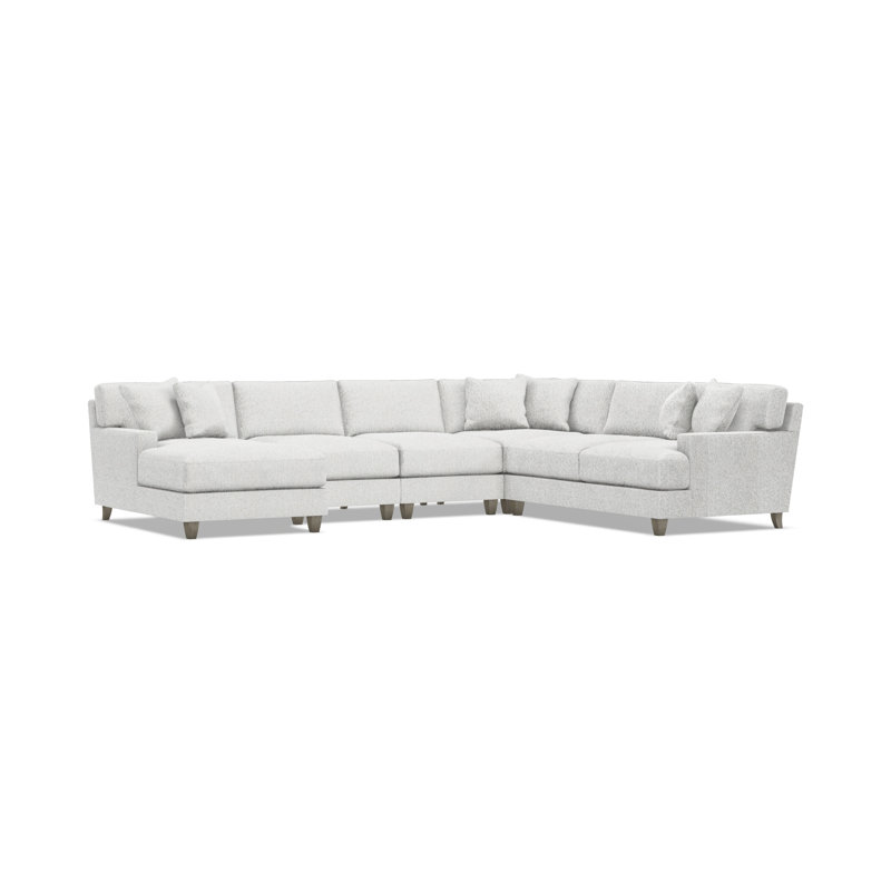 Bernhardt Mila 5-Piece Fabric Sectional, Left Hand Facing, White Polyester, 33.5" H x 137" W x 107" D