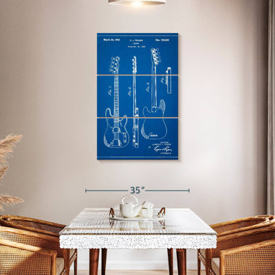 Blueprint Fender Precision Bass Guitar Laelle Poster