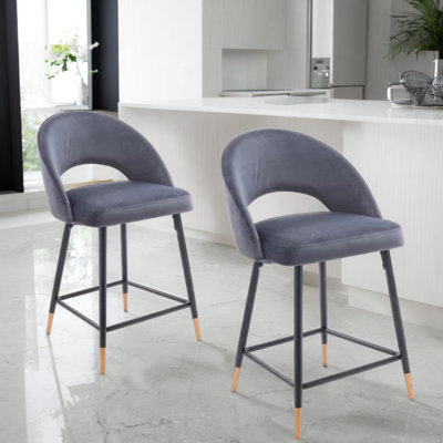 Tabouret de comptoir en velours Rebecca