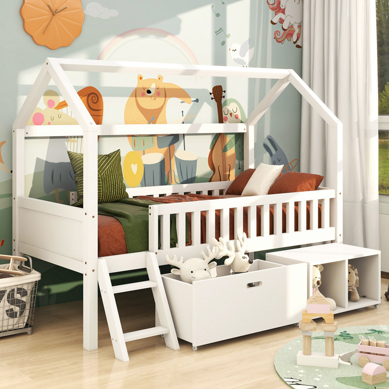 Single (3') Mid Sleepers Bed Frame with Storage Included with Built-in Ladder Included