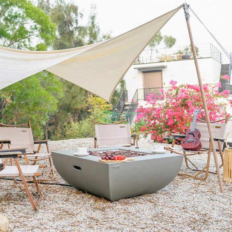 Square Concrete Fire Pit Table, Propane, Grey
