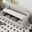  Lit de jour simple rembourré avec compartiment de rangement dissimulé sous le lit, beige
