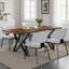Ensemble de salle à manger moderne 5 pièces - Chaises en similicuir et table de base en métal (finition noyer)-5745563