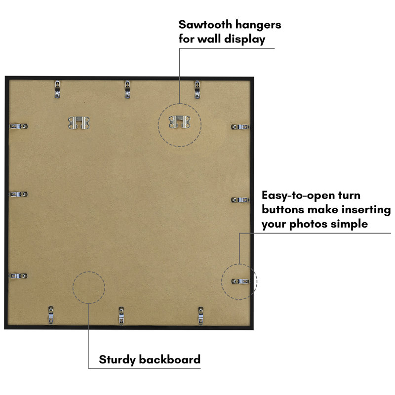 Americanflat Picture Frame - Thin Border Poster Frame with Plexiglass for Wall Display, 25" x 25", Black