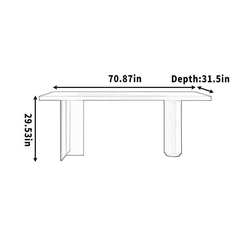 Bureau en acrylique pour le bureau personnel dans le bureau, Noir, H 29,53 po x l 70,87 po x P 31,5 po