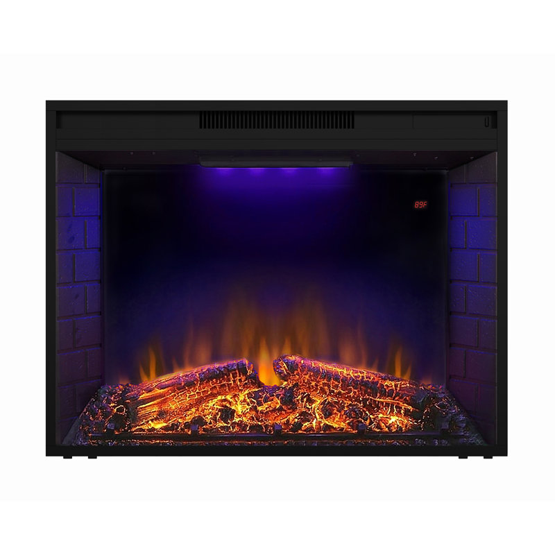 Recessed Electric Fireplace Insert, Heater Fireplace Insert for Existing Fireplace or TV Stand, 3 Color Top Light, 750/1500W, Black