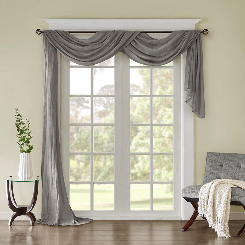 Solid Crushed Scarf Sheer, Gray