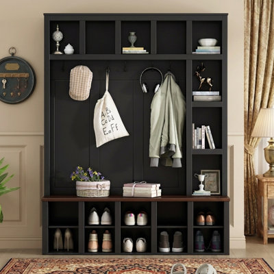 Hall Tree 59'' Wide with Bench and Shoe Storage