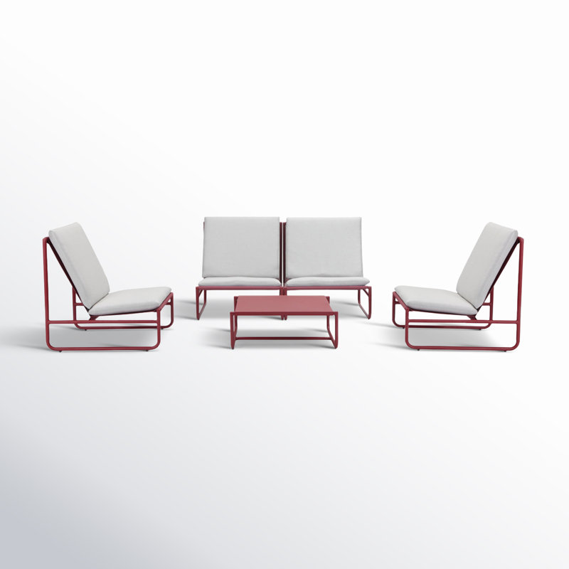 Sean 5 Piece Sofa Set, Red, Red