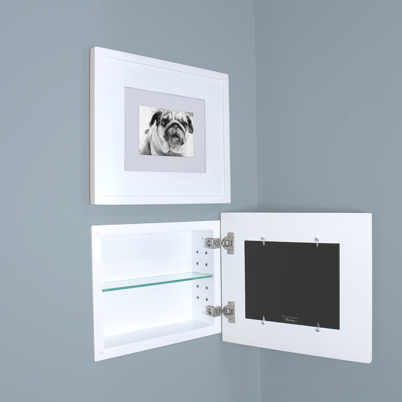14"W 11"H Recessed Framed Medicine Cabinet with 1 Adjustable Shelf, White