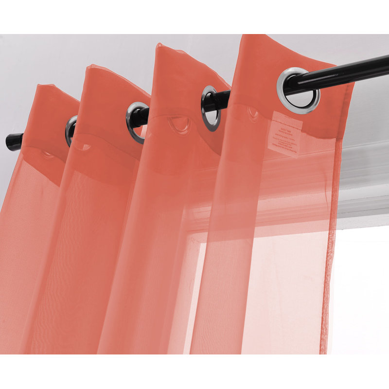Teshena Sheer Curtain Pair, Coral