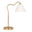Lampe de table courbée en laiton avec abat-jour triangulaire blanc