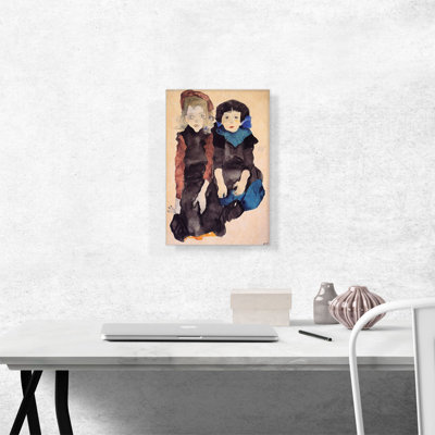 Deux petites filles par Egon Schiele, reproduction d'art sur toile tendue