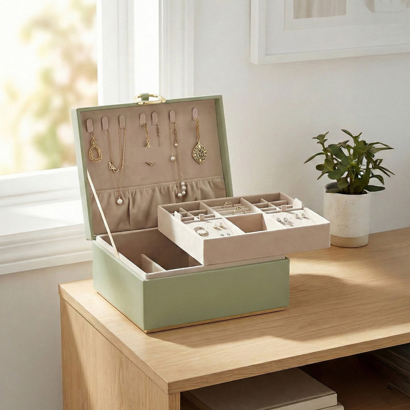 Upholstered Accessory Box +, Green