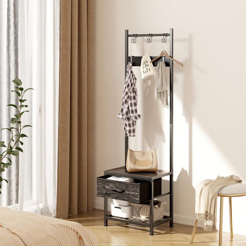 Metal Freestanding 6 - Hook Coat Rack, Black